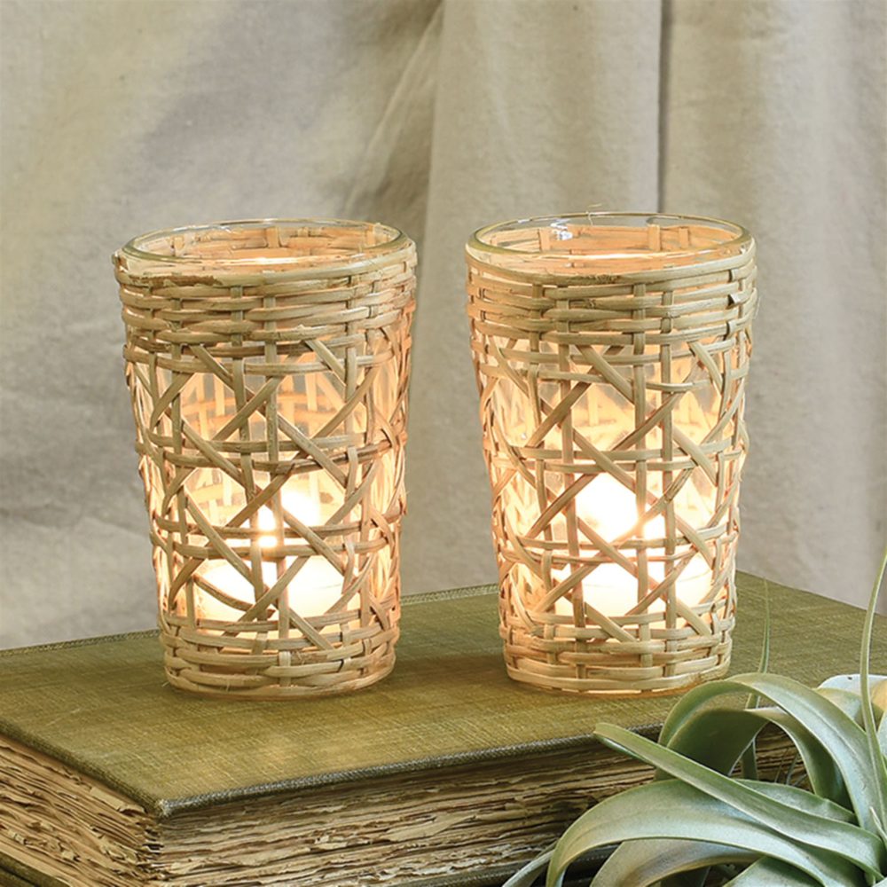 Cane Weave Votive Set of 3 by HomArt Seven Colonial