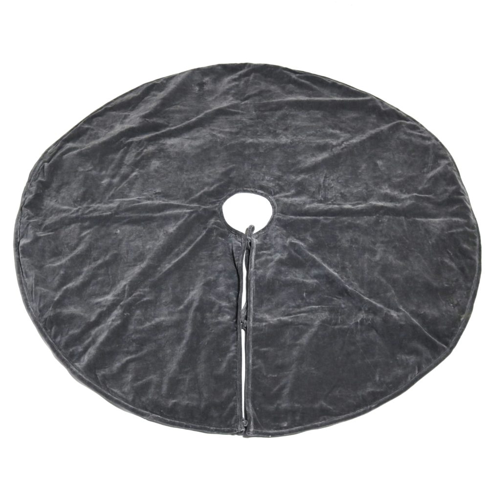 Dark Grey Velvet Tree Skirt by HomArt