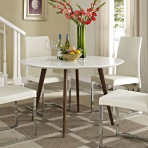 Platter Round Dining Table in White by Modway