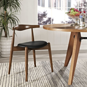 Stalwart Dining Side Chair in Dark Walnut and Black by Modway