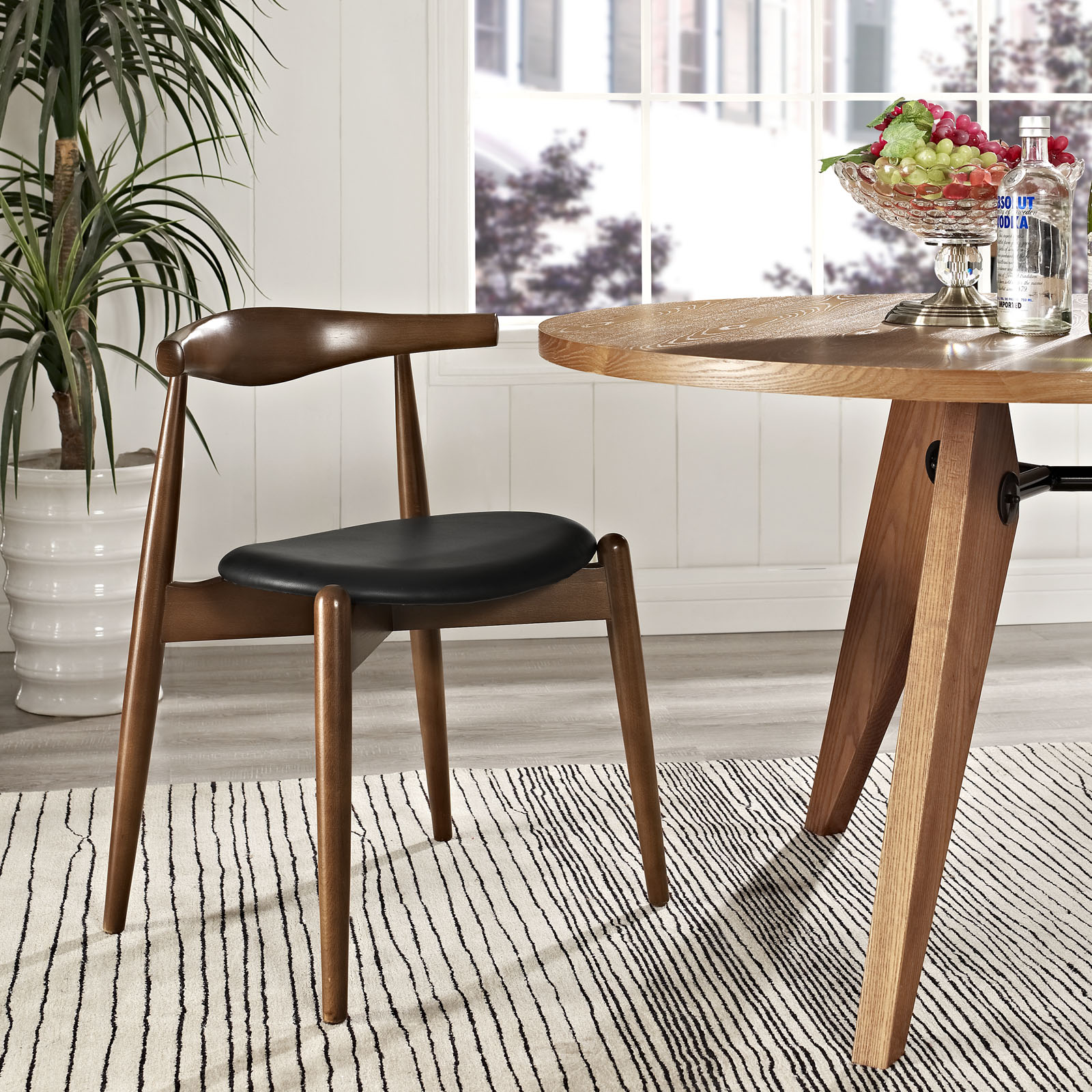 Stalwart Dining Side Chair in Dark Walnut and Black by Modway