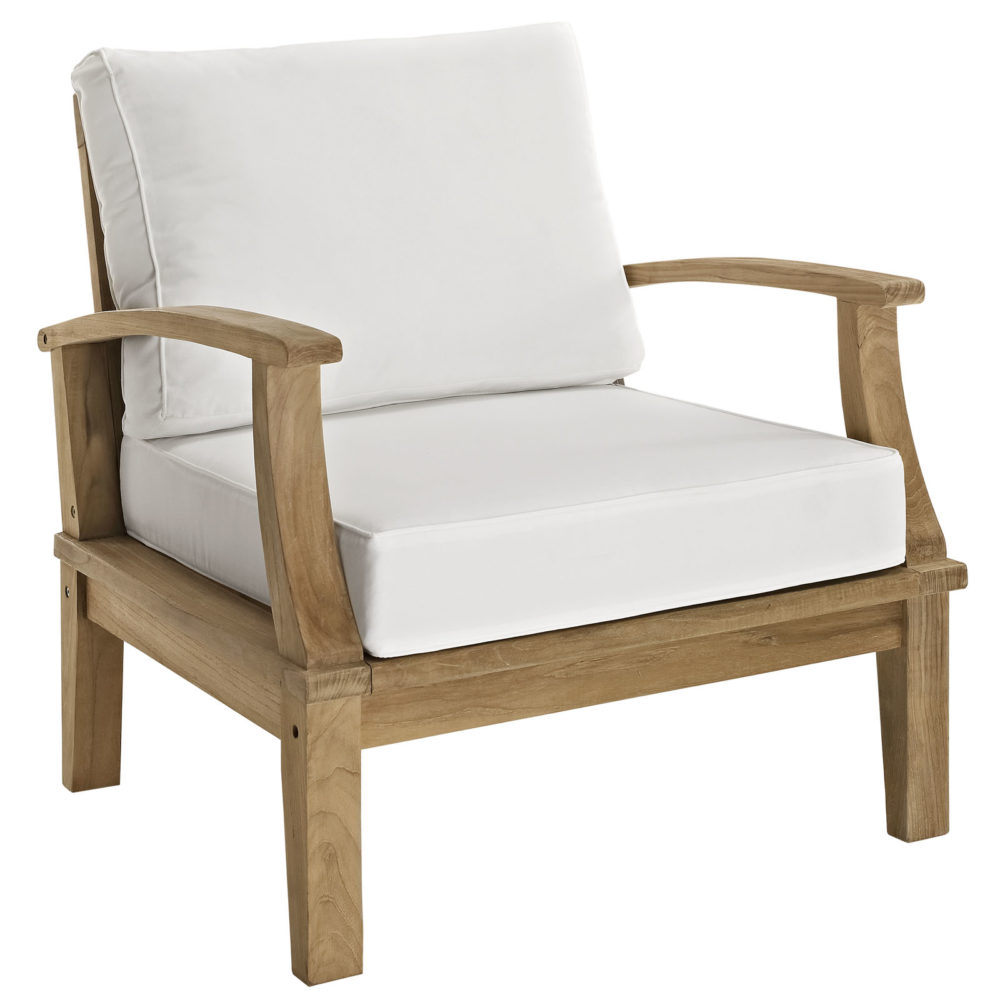 Marina Outdoor Patio Teak Armchair in White by Modway - Image 2