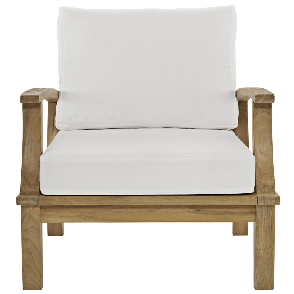 Marina Outdoor Patio Teak Armchair in White by Modway - Image 3