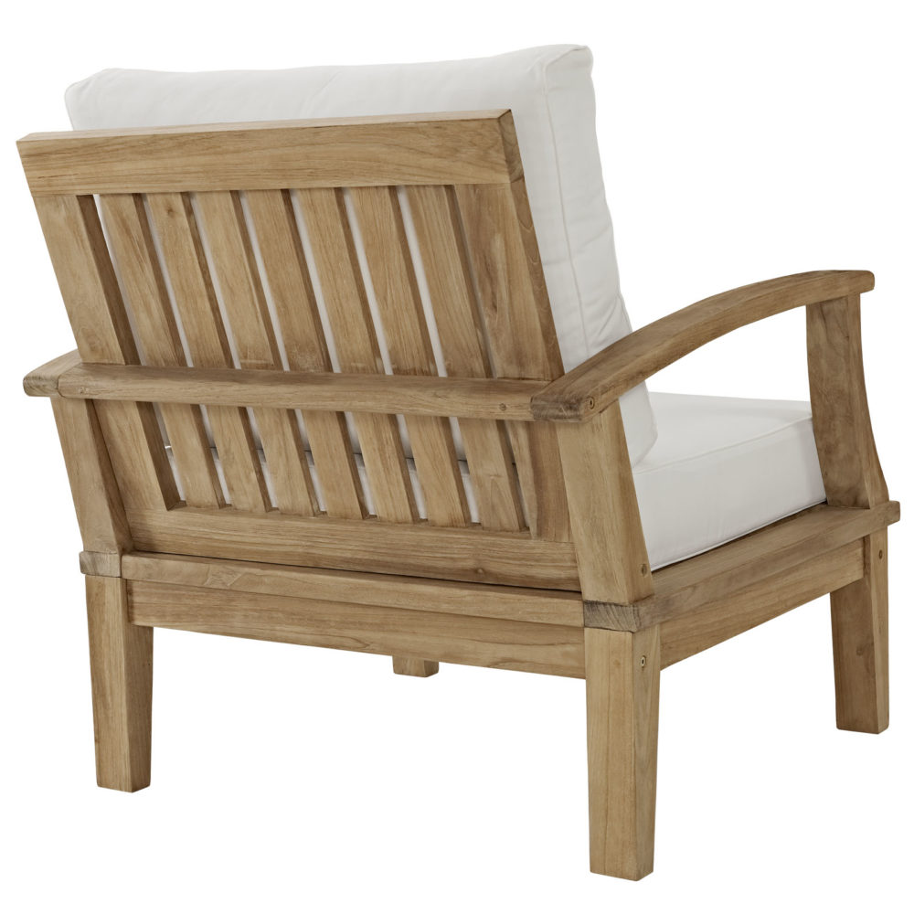 Marina Outdoor Patio Teak Armchair in White by Modway - Image 5