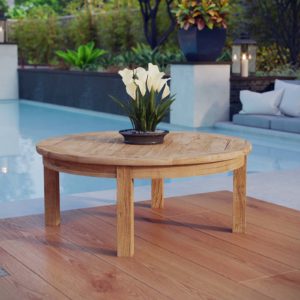 Marina Outdoor Patio Teak Round Coffee Table by Modway