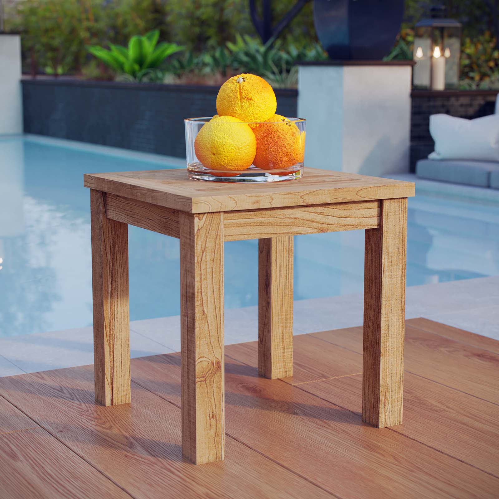 Marina Outdoor Patio Teak Side Table by Modway Seven Colonial