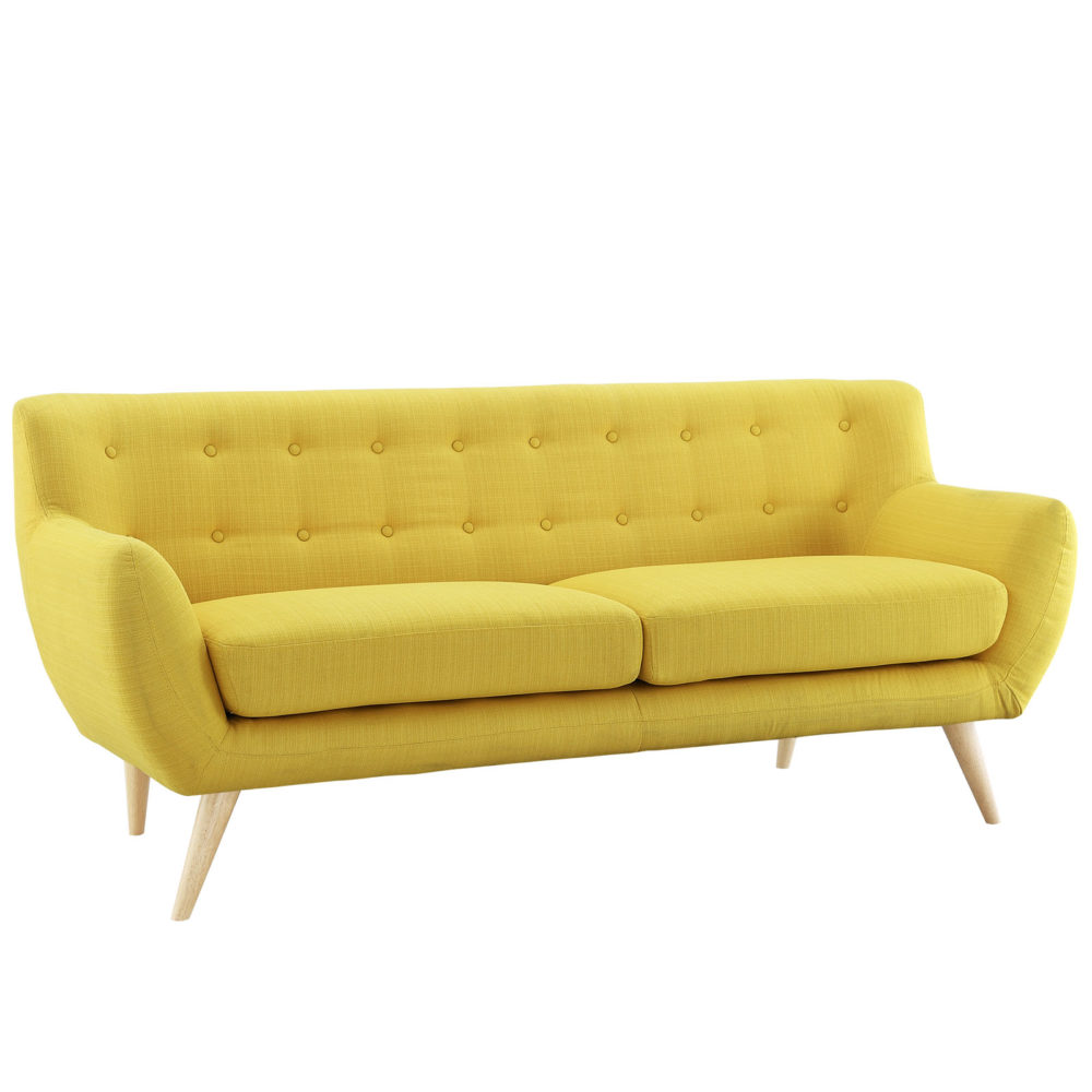 Remark Upholstered Fabric Sofa in Sunny Yellow by Modway - Image 3