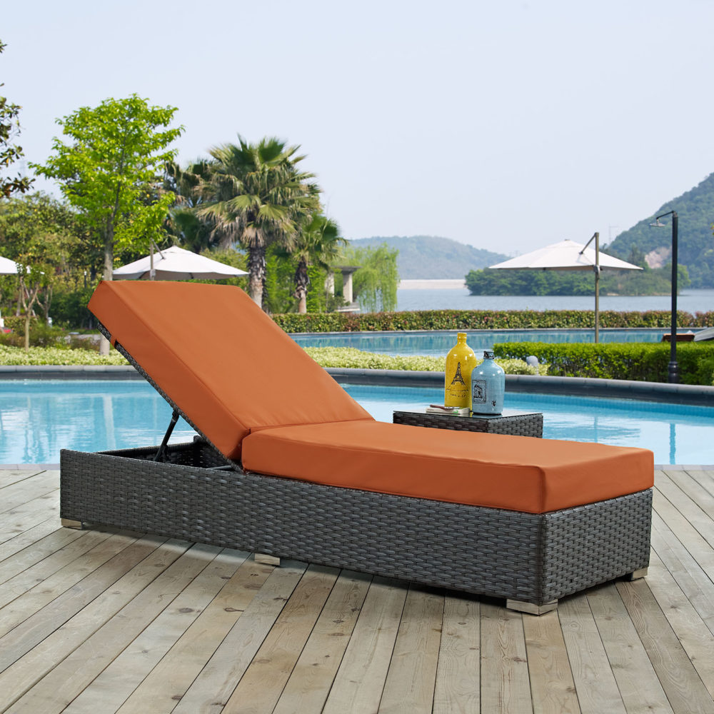 Sojourn Outdoor Patio Sunbrella Chaise Lounge in Canvas Tuscan by Modway