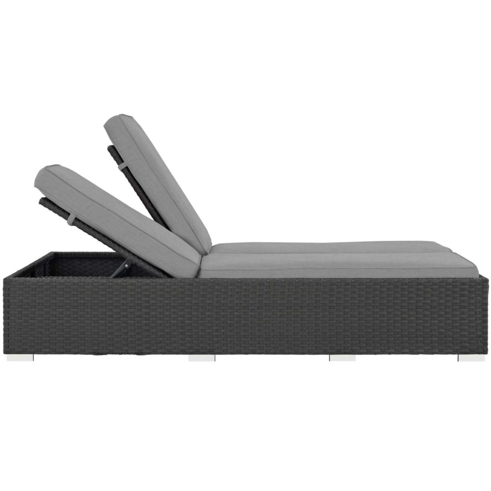 Sojourn Outdoor Patio Sunbrella Double Chaise in Chocolate Gray by Modway - Image 3