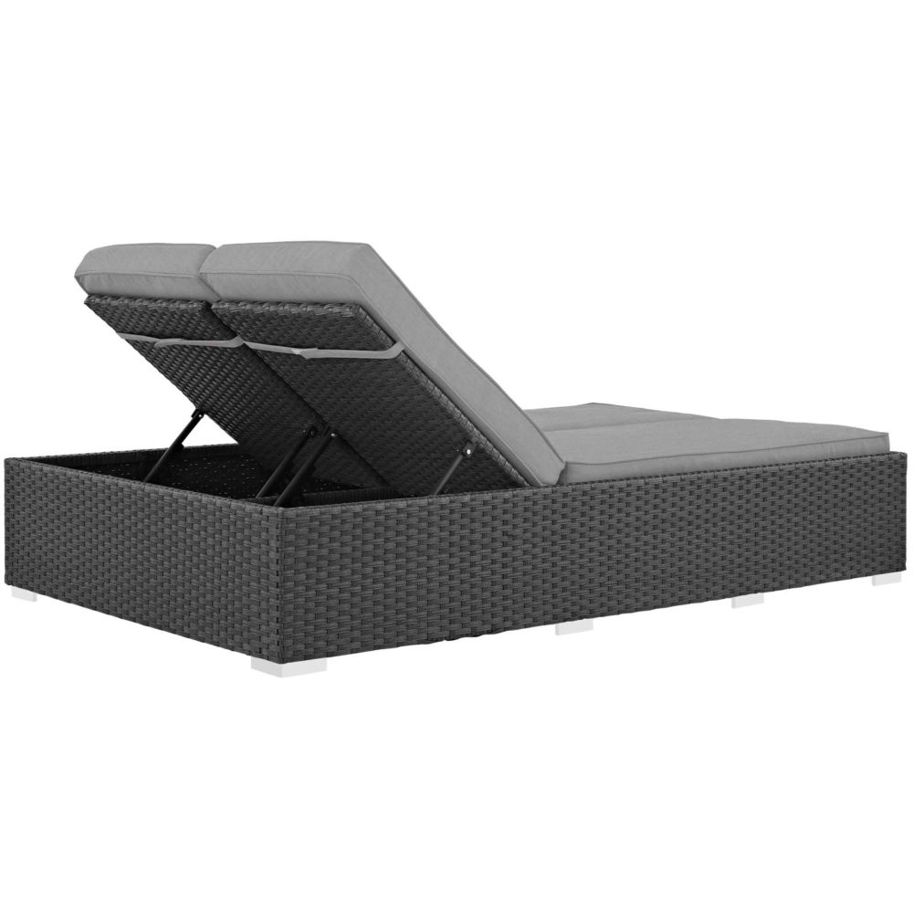 Sojourn Outdoor Patio Sunbrella Double Chaise in Chocolate Gray by Modway - Image 4