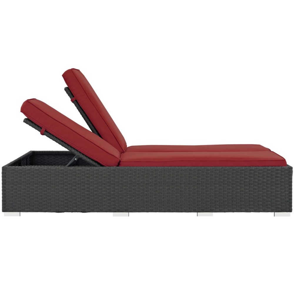 Sojourn Outdoor Patio Sunbrella Double Chaise in Chocolate Red by Modway - Image 3