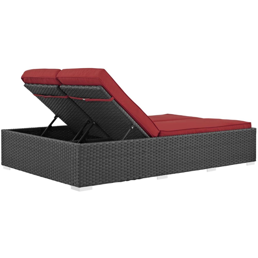 Sojourn Outdoor Patio Sunbrella Double Chaise in Chocolate Red by Modway - Image 4