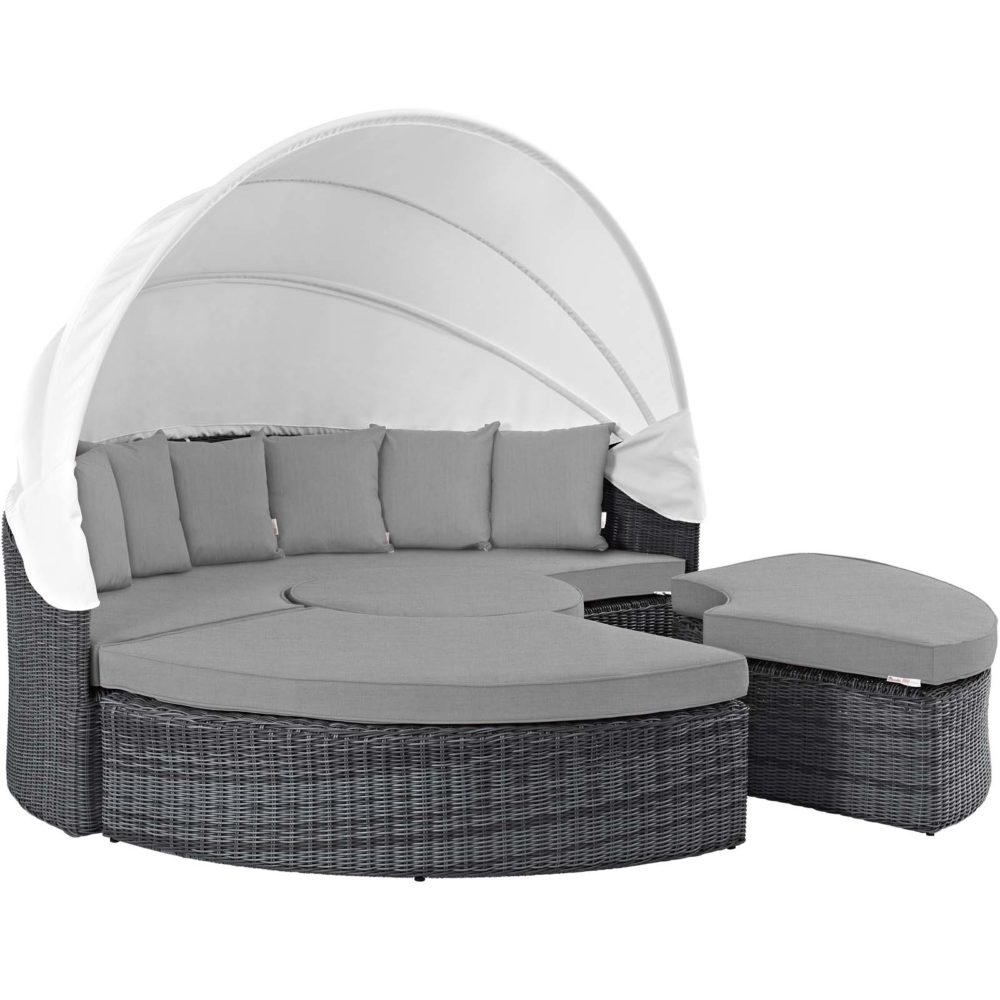 Summon Canopy Outdoor Patio Sunbrella Daybed in Canvas Gray by Modway - Image 2