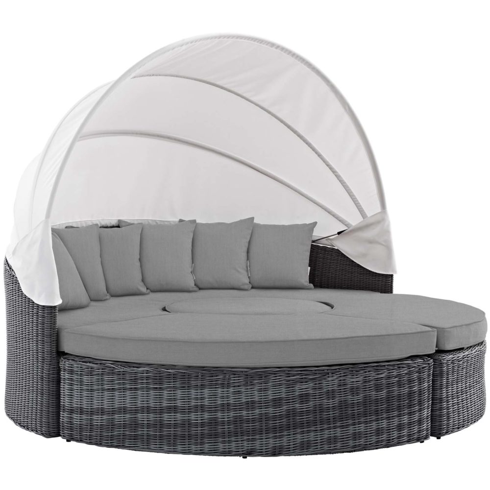 Summon Canopy Outdoor Patio Sunbrella Daybed in Canvas Gray by Modway - Image 3