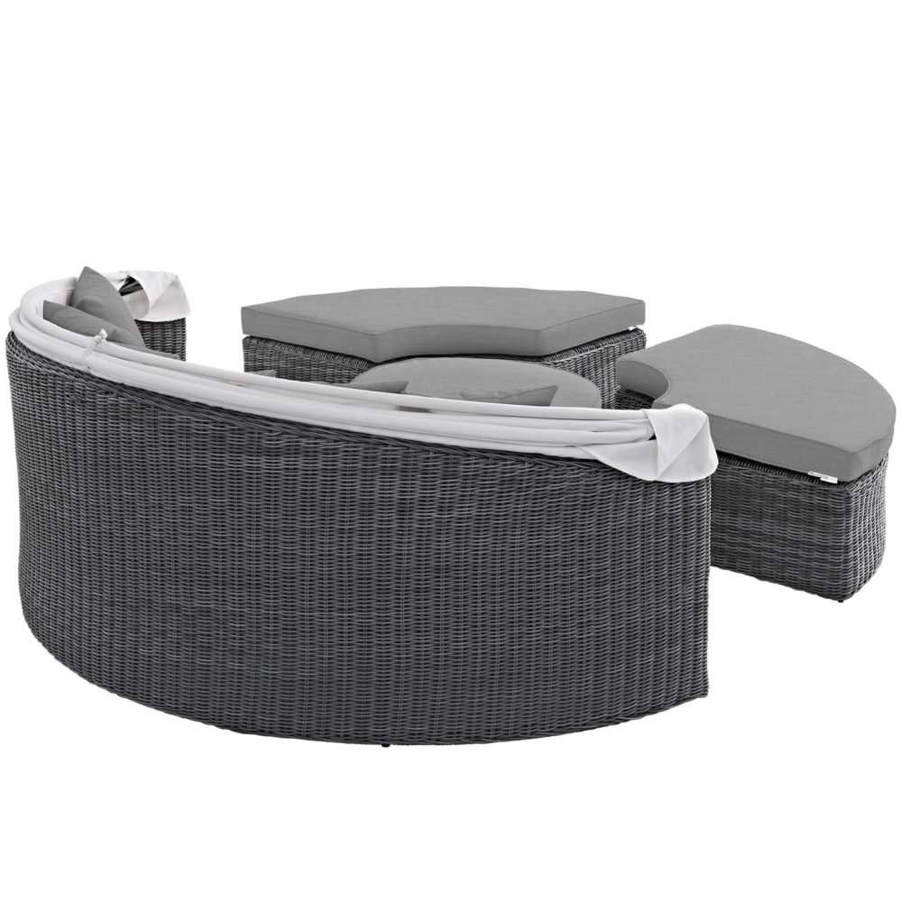 Summon Canopy Outdoor Patio Sunbrella Daybed in Canvas Gray by Modway - Image 5