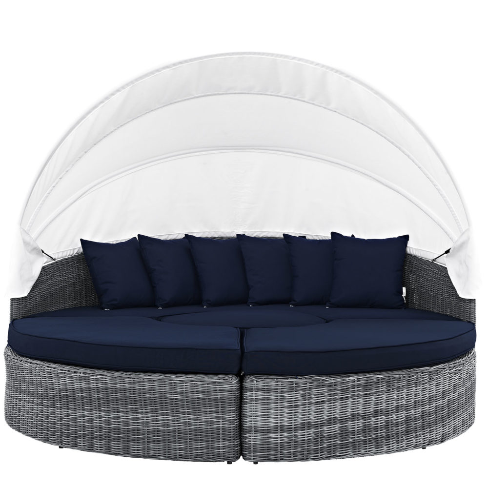 Summon Canopy Outdoor Patio Sunbrella Daybed in Canvas Navy by Modway - Image 5