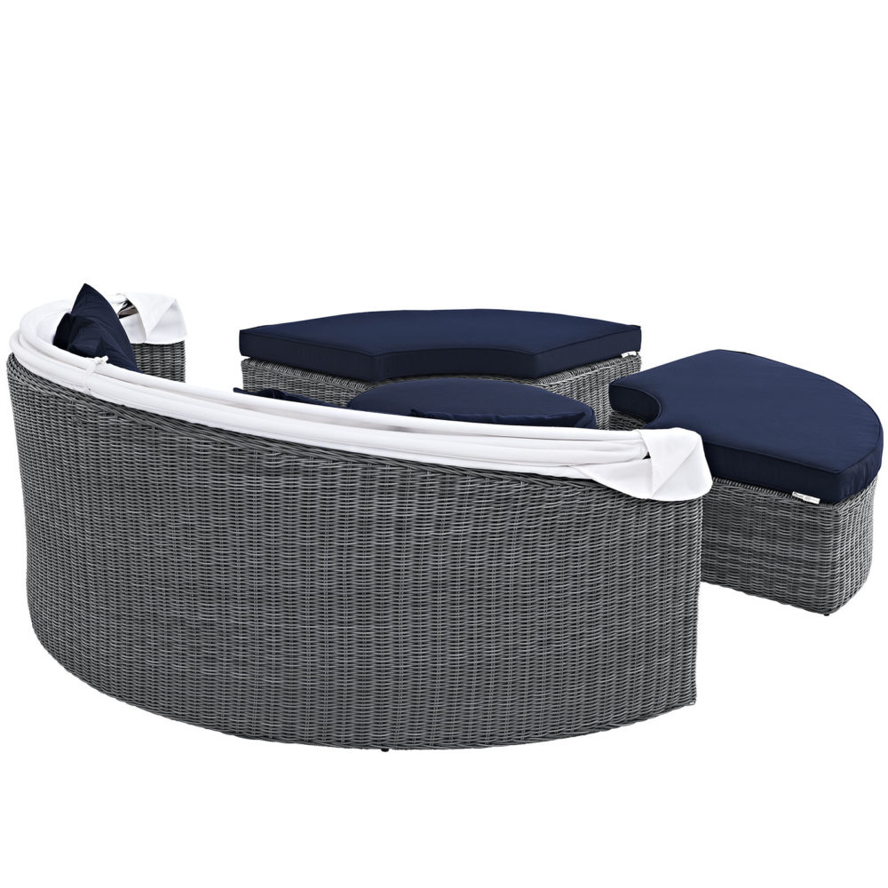 Summon Canopy Outdoor Patio Sunbrella Daybed in Canvas Navy by Modway - Image 6