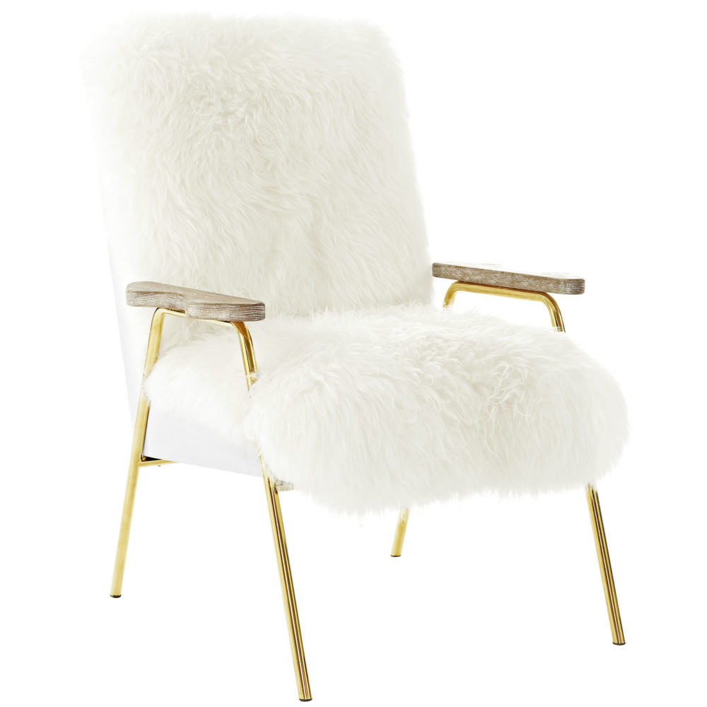 Sprint Sheepskin Armchair in Brown White by Modway - Image 2