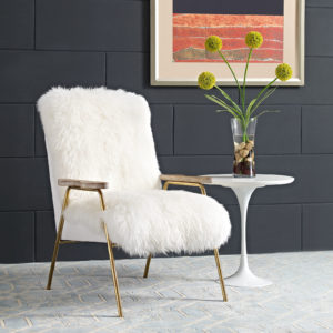 Sprint Sheepskin Armchair in Brown White by Modway