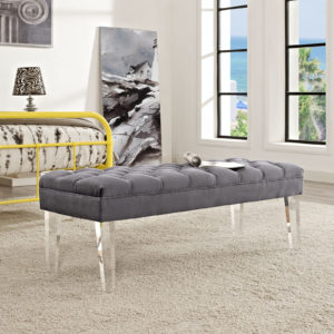 Valet Velvet Bench in Gray by Modway