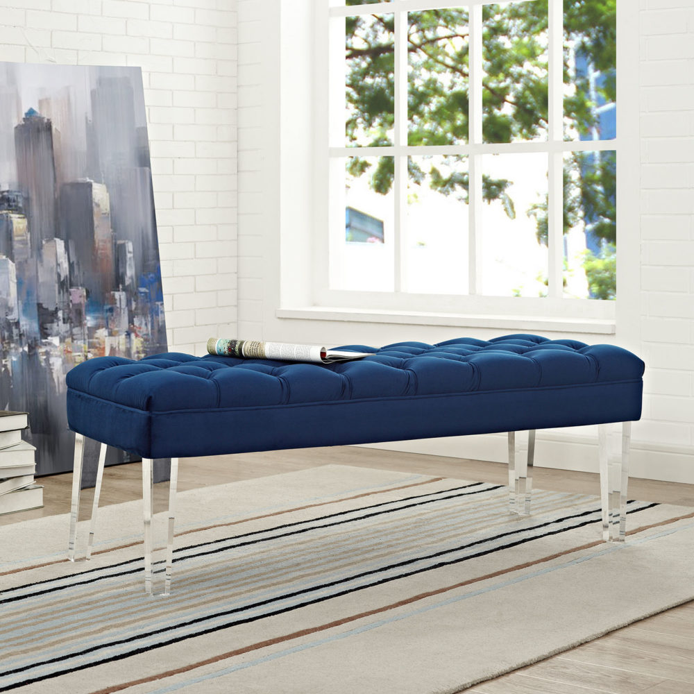Valet Velvet Bench in Navy by Modway - Image 5