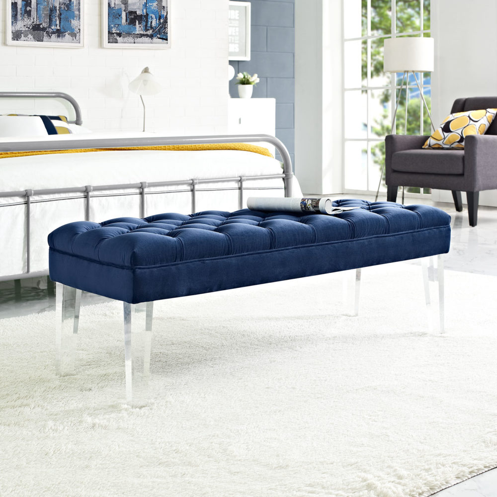 Valet Velvet Bench in Navy by Modway
