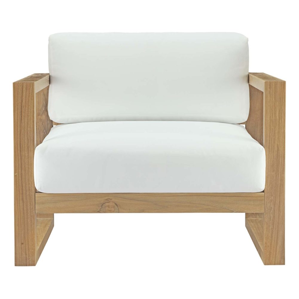 Upland Outdoor Patio Teak Armchair in Natural White by Modway - Image 5