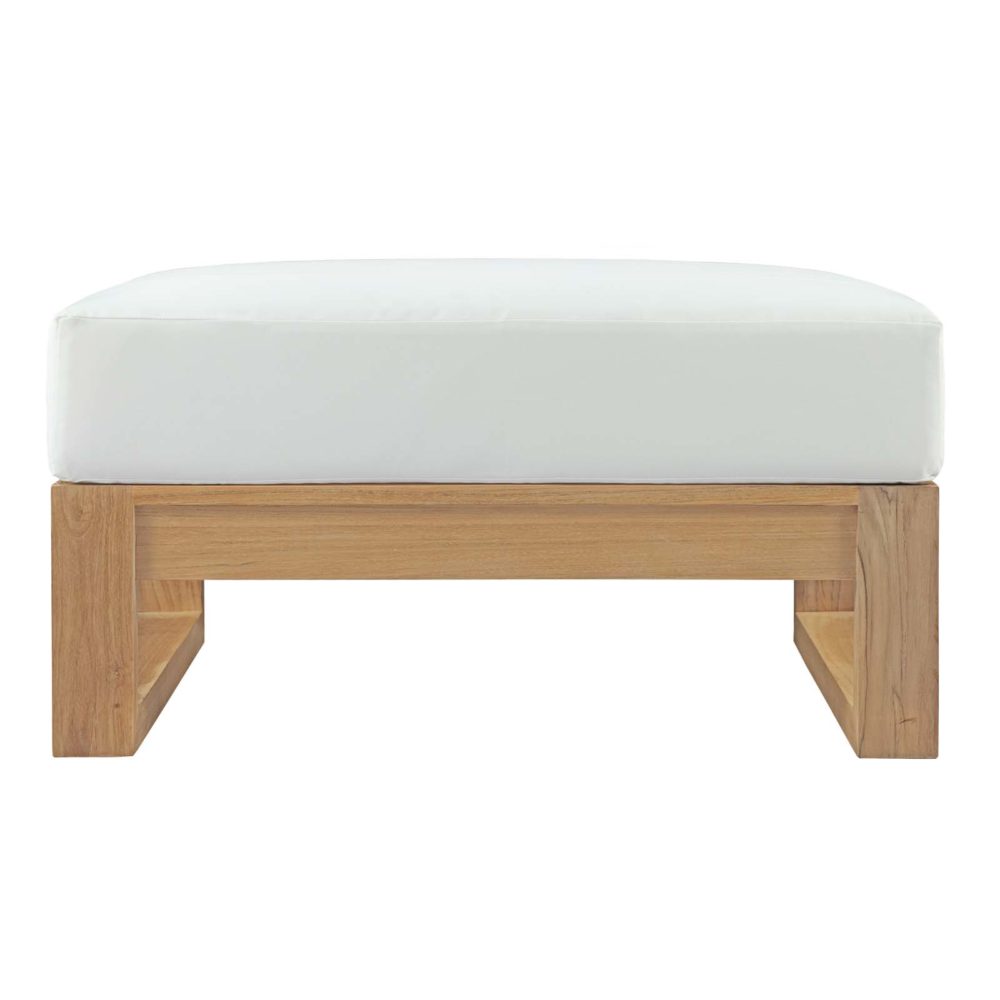 Upland Outdoor Patio Teak Ottoman in Natural White by Modway - Image 3