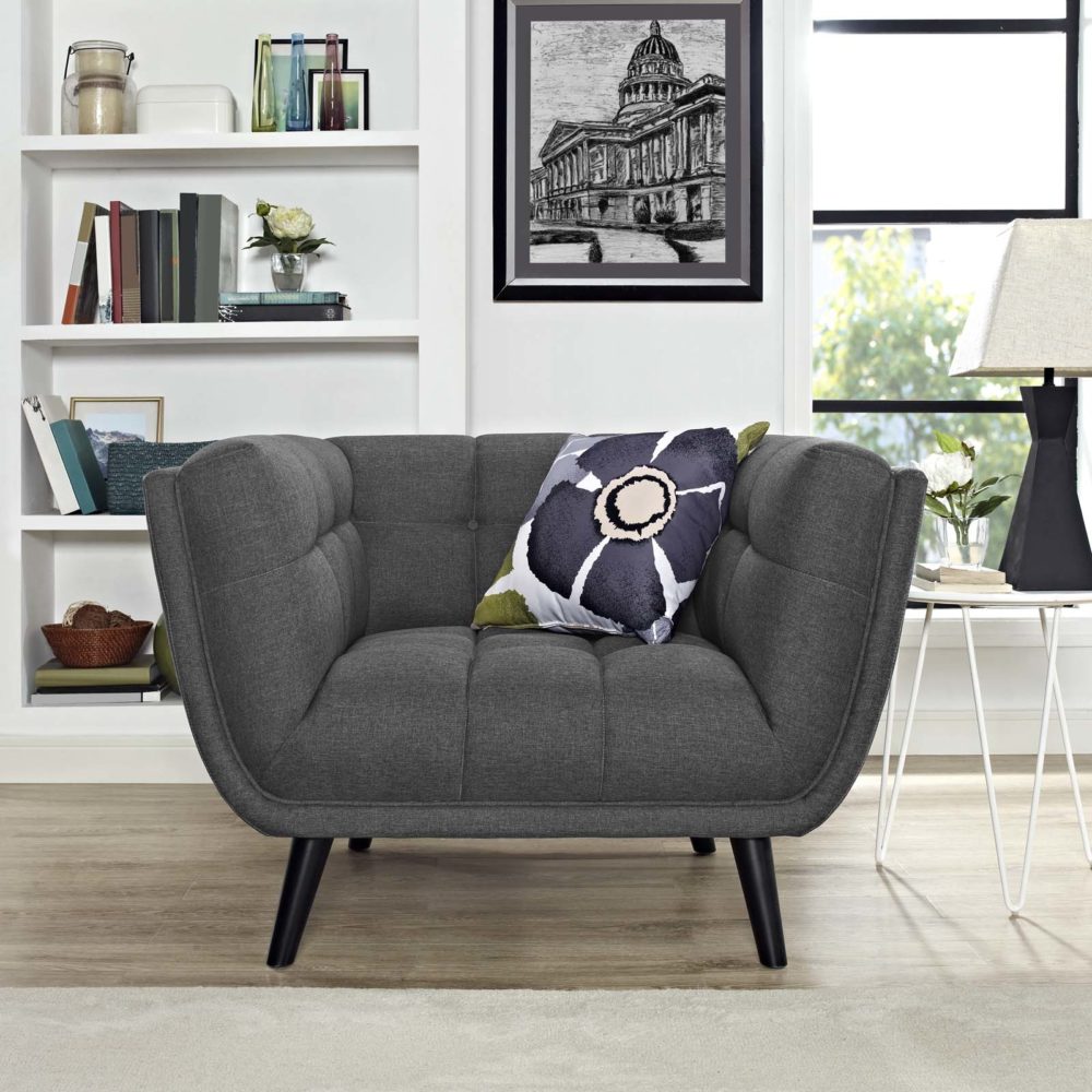 Bestow Upholstered Fabric Armchair in Gray by Modway