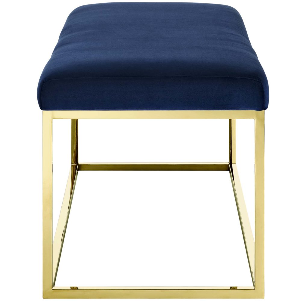 Anticipate Fabric Bench in Gold Navy by Modway - Image 3