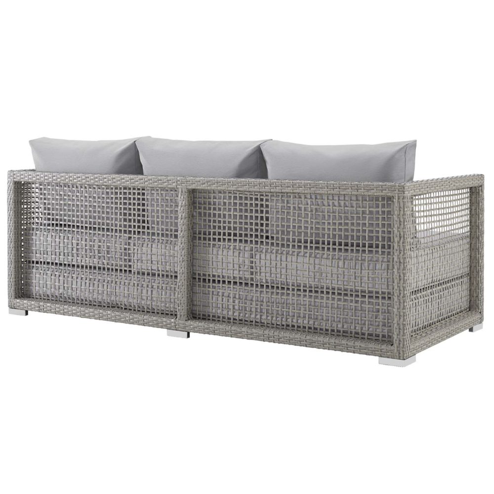 Aura Patio Wicker Rattan Sofa in Gray by Modway - Image 4