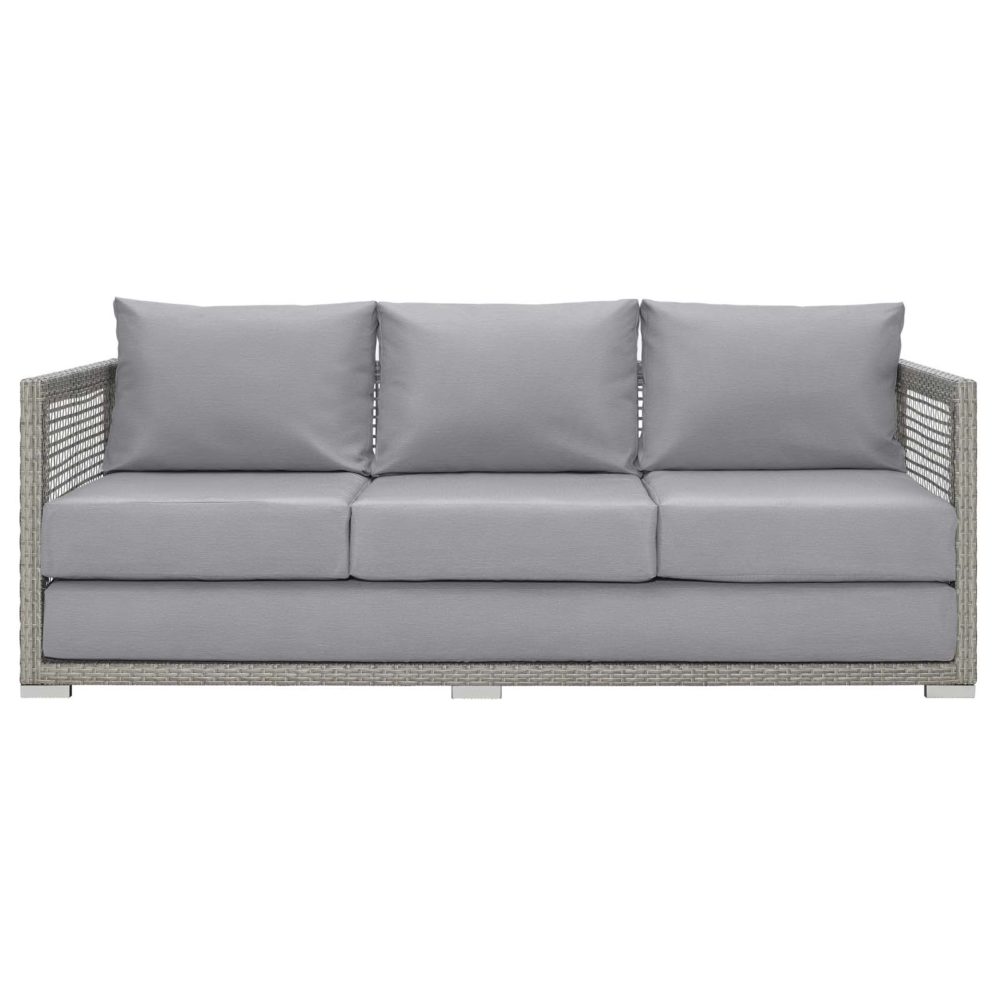 Aura Patio Wicker Rattan Sofa in Gray by Modway - Image 5