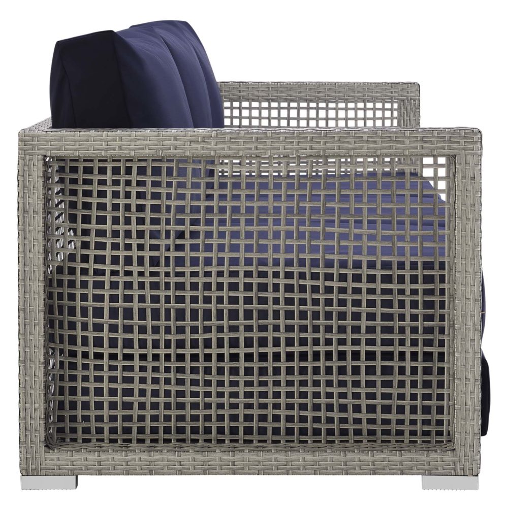 Aura Patio Wicker Rattan Sofa in Gray and Navy by Modway - Image 3