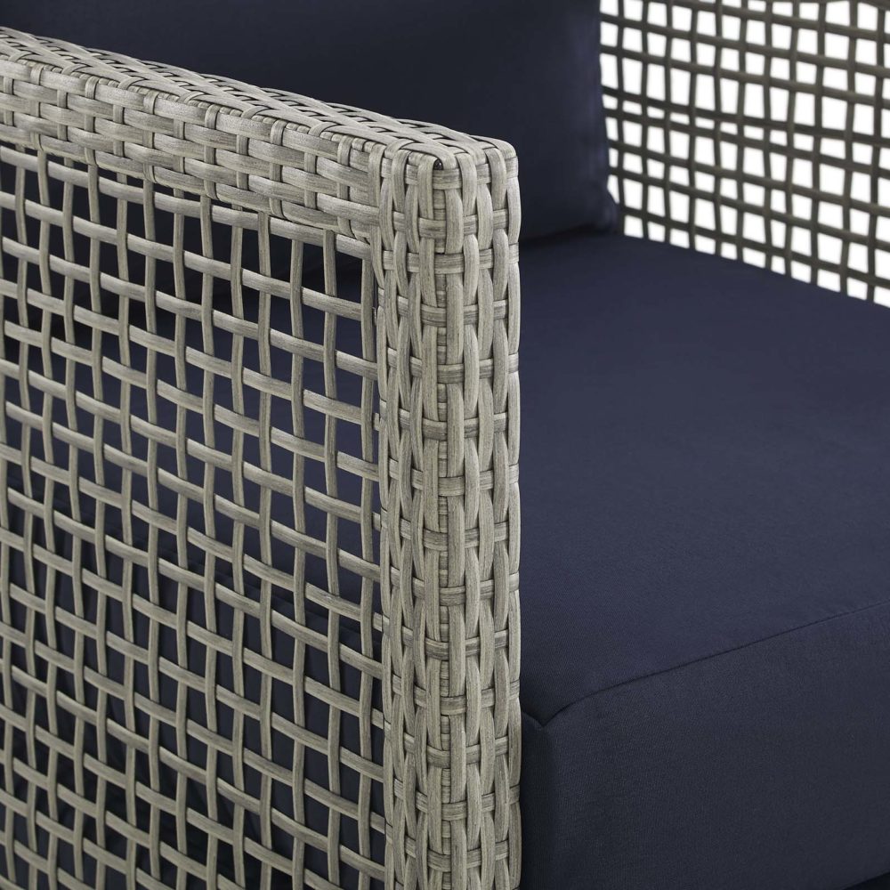 Aura Patio Wicker Rattan Sofa in Gray and Navy by Modway - Image 6