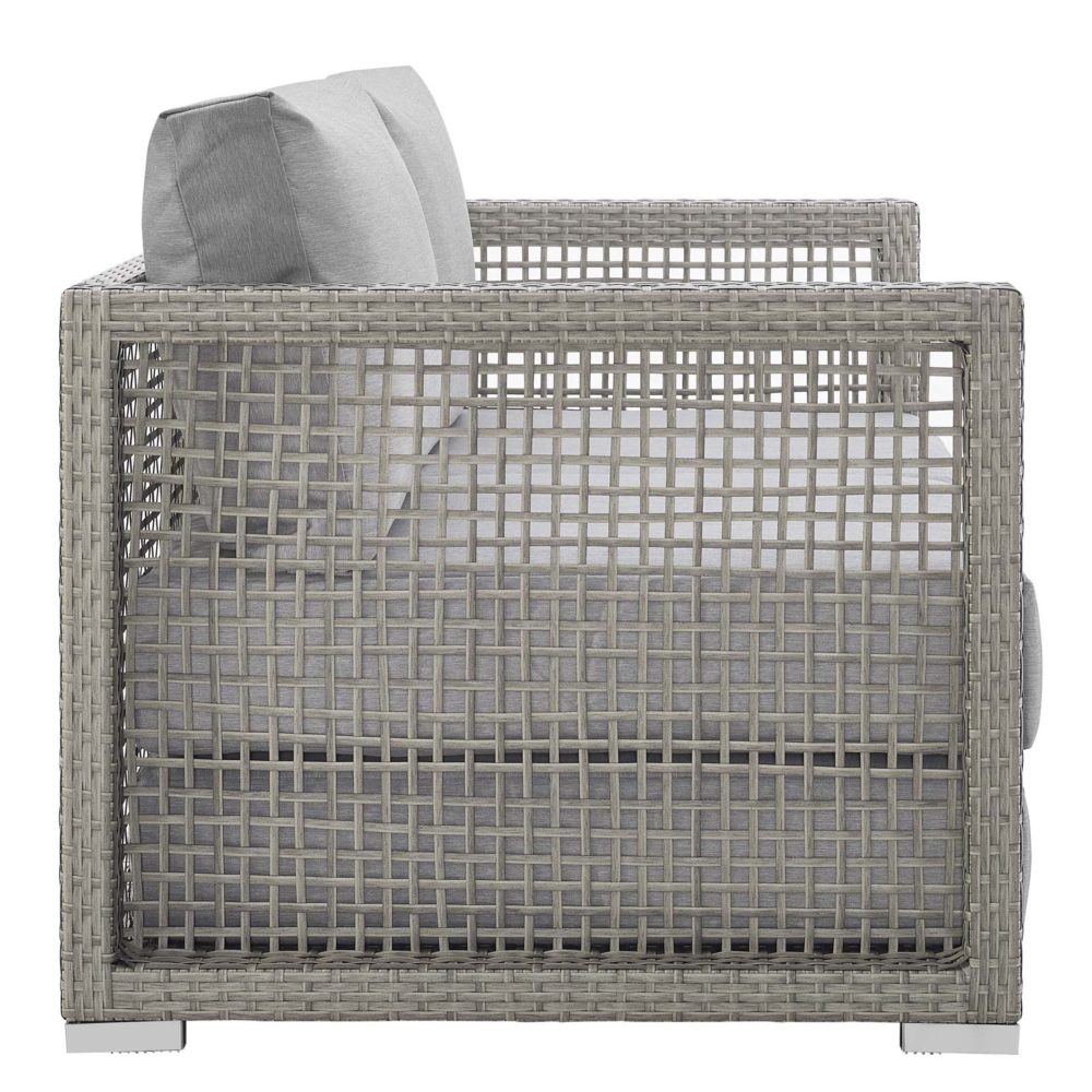 Aura Outdoor Patio Wicker Rattan Loveseat in Gray by Modway - Image 3