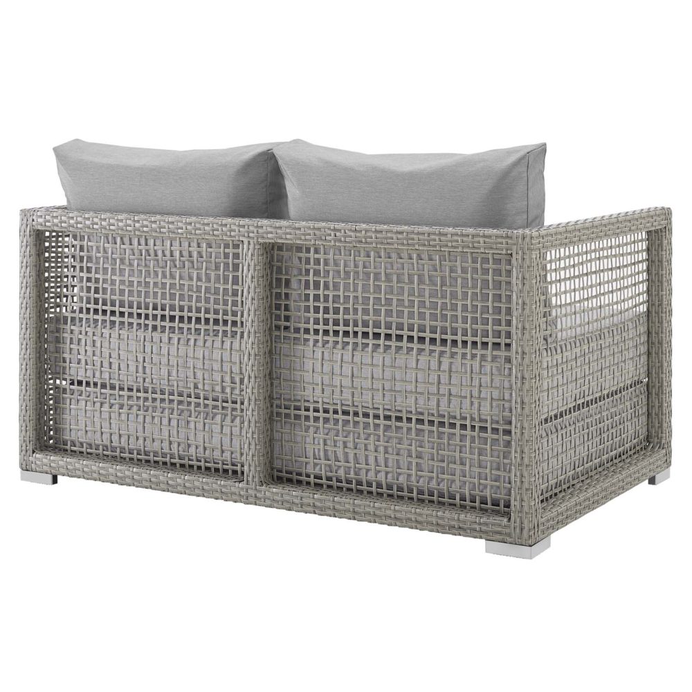 Aura Outdoor Patio Wicker Rattan Loveseat in Gray by Modway - Image 4