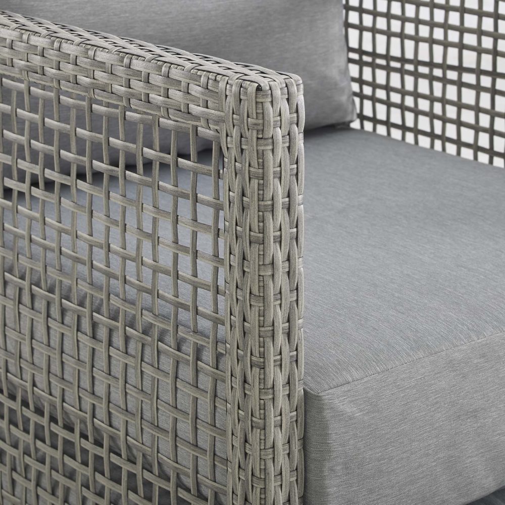 Aura Outdoor Patio Wicker Rattan Loveseat in Gray by Modway - Image 6