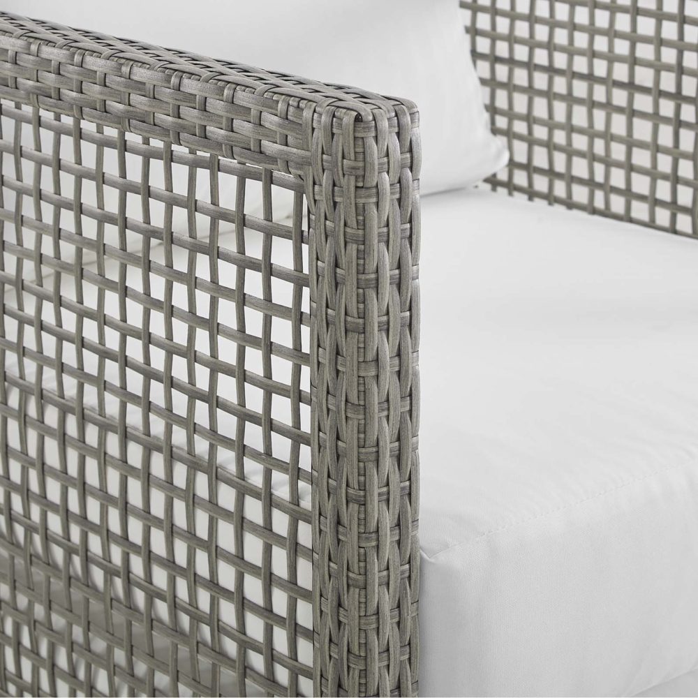 Aura Outdoor Patio Wicker Rattan Loveseat in Gray and White by Modway - Image 6