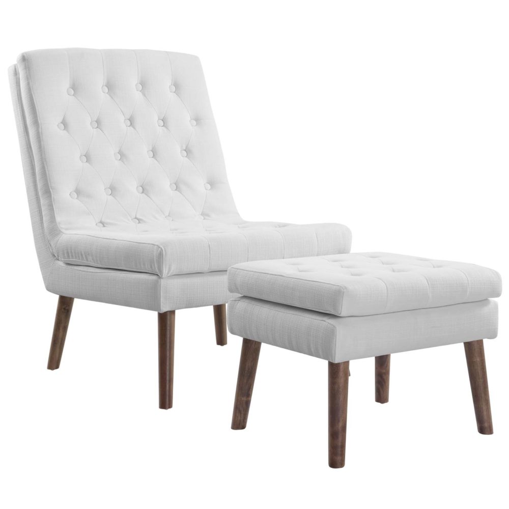 Modify Upholstered Lounge Chair and Ottoman in White by Modway - Image 2