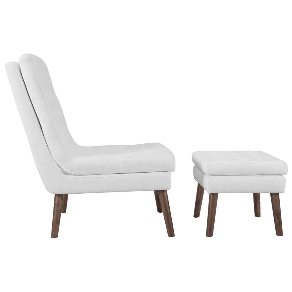 Modify Upholstered Lounge Chair and Ottoman in White by Modway - Image 3