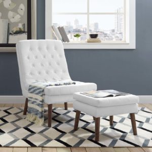 Modify Upholstered Lounge Chair and Ottoman in White by Modway