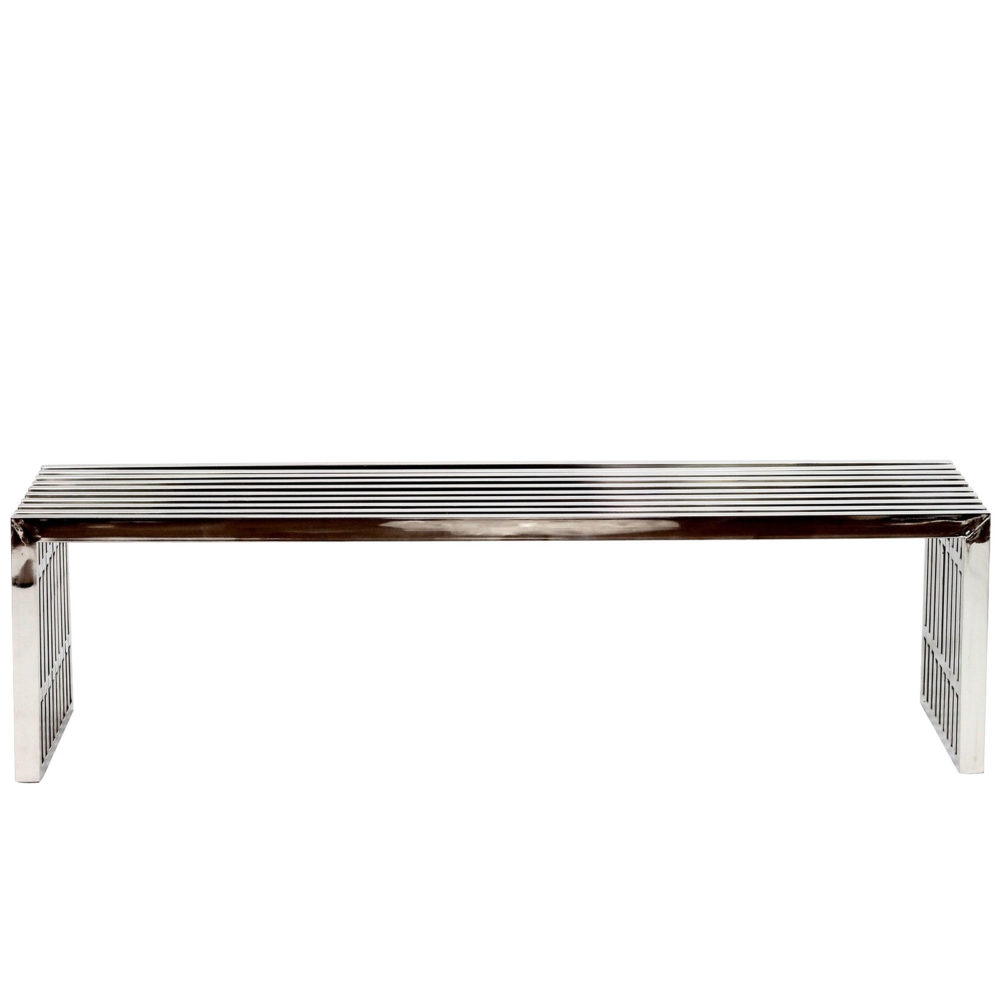 Gridiron Large Steel Bench in Silver by Modway - Image 3