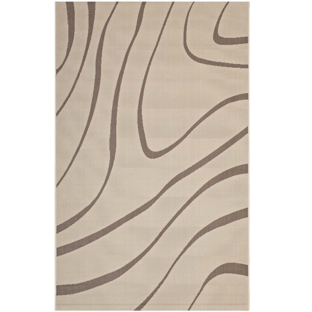 Surge Swirl Abstract 8 x 10 Indoor and Outdoor Rug in Light and Dark Beige by Modway