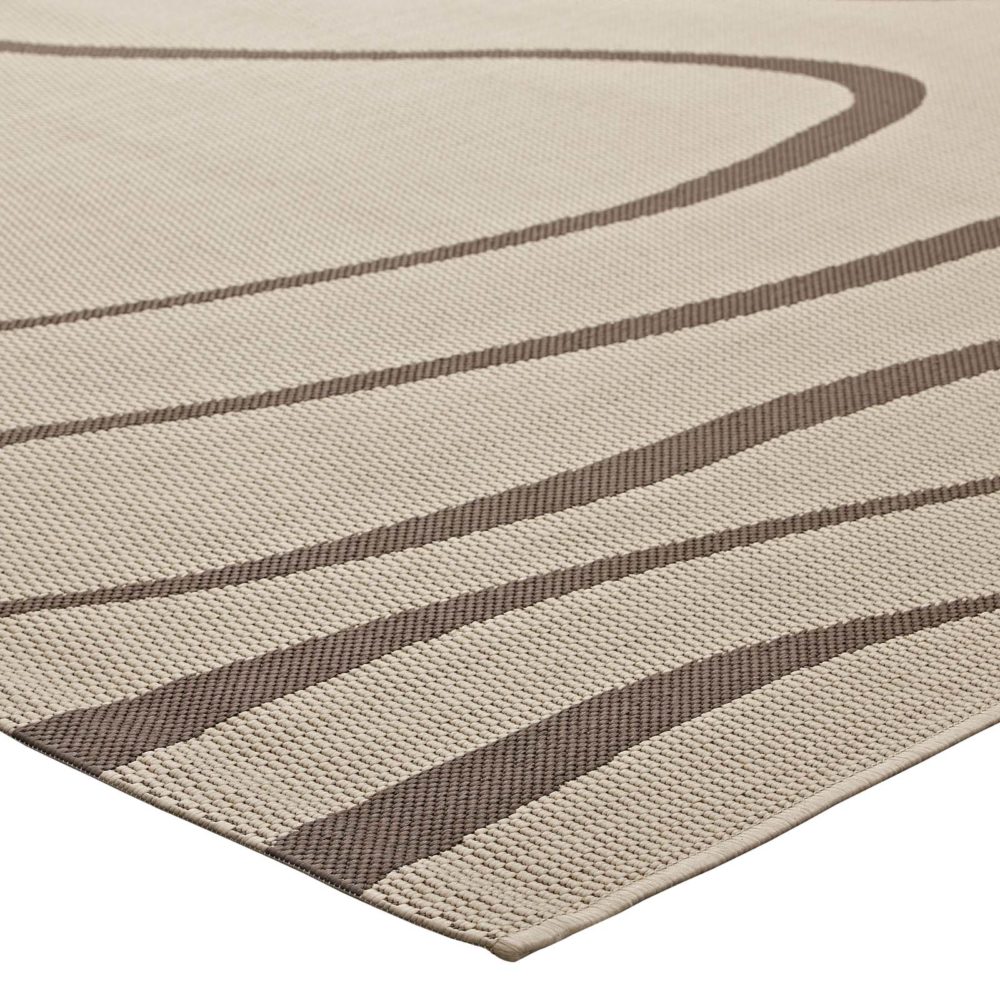 Surge Swirl Abstract 8 x 10 Indoor and Outdoor Rug in Light and Dark Beige by Modway - Image 3