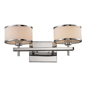 Utica 2-Light Vanity In Polished Chrome And White Glass by ELK Lighting