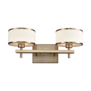Utica 2-Light Vanity in Satin Brass with Opal White Glass by ELK Lighting