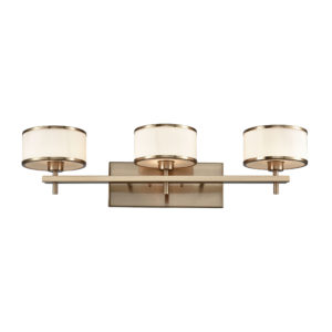 Utica 3-Light Vanity in Satin Brass with Opal White Glass by ELK Lighting