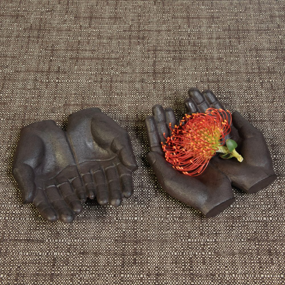 Black Cast Iron Hands Tray by HomArt