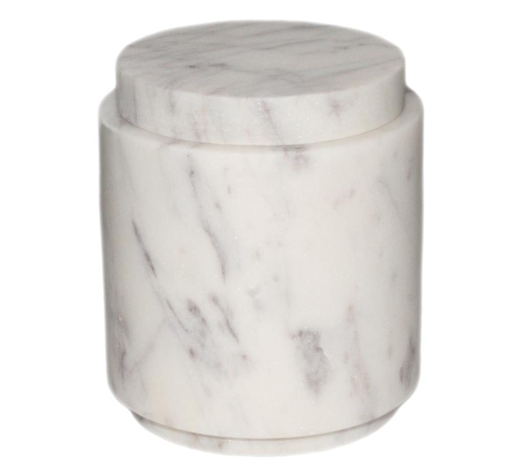 Small White Marble Canister with Lid by BIDKhome