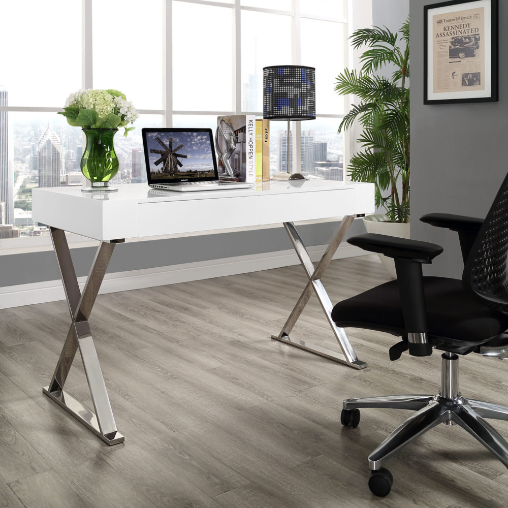 Sector Office Desk in White by Modway